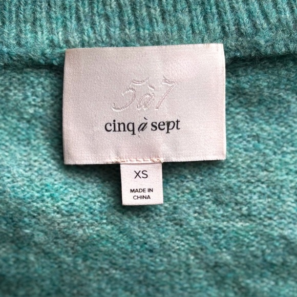 Cinq à Sept Atlas Ruffle Hem Wool Blend Sweater Seafoam Green XS - Picture 4 of 6